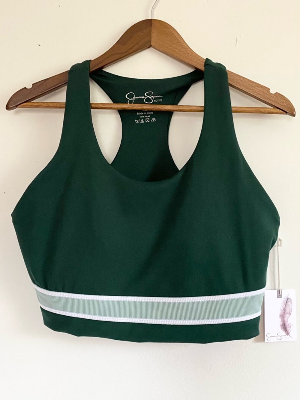 NWT Jessica Simpson Green Sports Bra Top XL